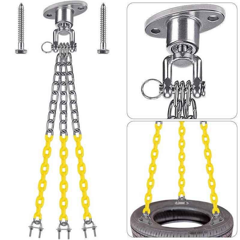 BeneLabel Tire Swing Kit - Heavy Duty Swing Hanger with Coated Chains and Hooks - 360Â° Rotation - 700 LB Capacity - Image 1